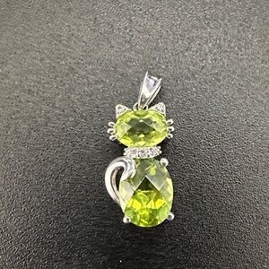 Green Gemstone Cat Pendant